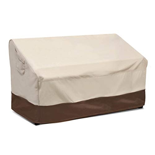 Vailge 2-Seater Heavy Duty Patio Bench Loveseat Cover, 100% Waterproof Outdoor Sofa Cover, Lawn Patio Furniture Covers with Air Vent, Small(Standard), Beige & Brown - Image 1