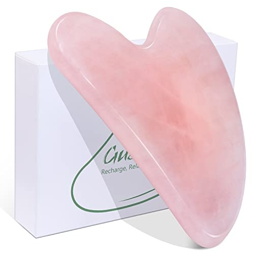 BAIMEI Gua Sha Facial Tool for Self Care, Massage Tool for Face and Body Treatment, Relieve Tensions and Reduce Puffiness, Skin Care Tools for Men Women - Rose Quartz - Image 1