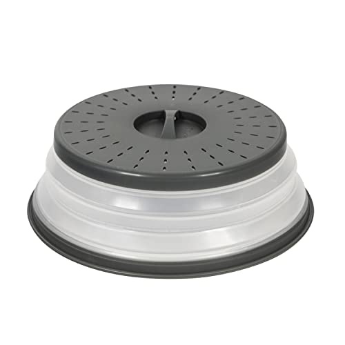 Tovolo Vented Collapsible Medium Microwave Cover (Charcoal) - Splatter Guard & Colander Kitchen Gadget for Food & Meal Prep / Dishwasher-Safe, BPA-Free Silicone & Plastic - Image 1