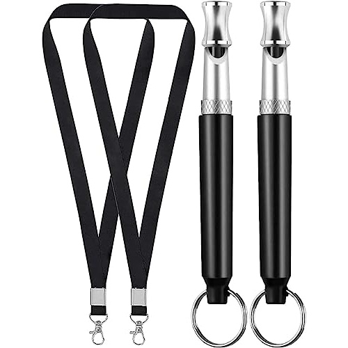 Dog Whistle, 2 Pack Adjustable Ultrasonic Dog Whistle to Stop Barking for Dogs, Recall Training, Professional Ultrasonic Silent Dog Whistle Training Control Tool for Dogs, with Black Strap Lanyard - Image 2