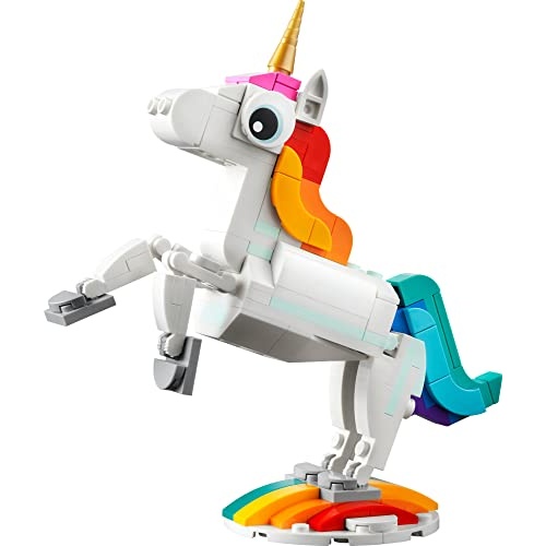 LEGO Creator 3 in 1 Magical Unicorn Toy, Transforms from Unicorn to Seahorse to Peacock, Rainbow Animal Figures, Unicorn Gift for Grandchildren, Girls and Boys, Buildable Toys, 31140 - Image 3
