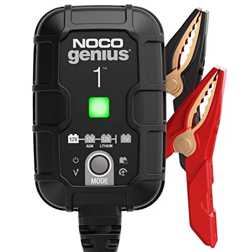 NOCO GENIUS1, 1A Smart Car Battery Charger, 6V and 12V Automotive Charger, Battery Maintainer, Trickle Charger, Float Charger and Desulfator for Motorcycle, ATV, Lithium and Deep Cycle Batteries - Image 1
