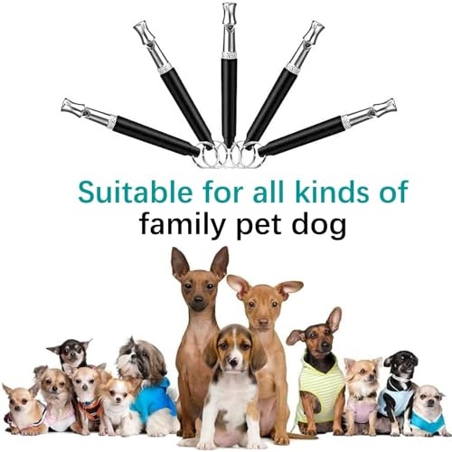 Dog Whistle, 2 Pack Adjustable Ultrasonic Dog Whistle to Stop Barking for Dogs, Recall Training, Professional Ultrasonic Silent Dog Whistle Training Control Tool for Dogs, with Black Strap Lanyard - Image 4