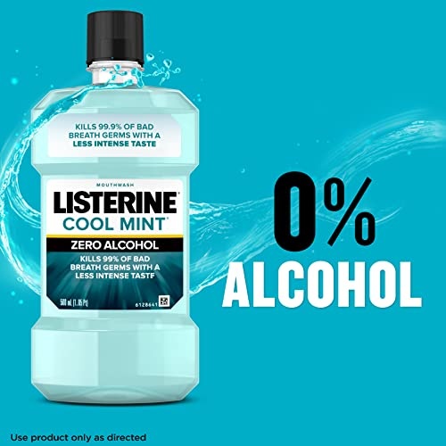 Listerine Zero Alcohol Mouthwash, Alcohol-Free Oral Rinse to Kill 99% of Germs That Cause Bad Breath for Fresh Breath & Clean Mouth, Less Intense Taste, Cool Mint Flavor, 1 L - Image 13