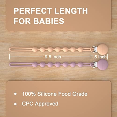 Cuddle Campus Silicone Pacifier Clip Holder with One Piece Design, Pack of 2 Soft Flexible Binky Clips with Texture for Baby Boy and Girl(6m+) - Image 2