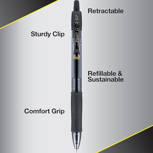 Pilot, G2 Premium Gel Roller Pens, Fine Point 0.7 MM, Black, Pack of 12 (Dozen Box) - Image 3