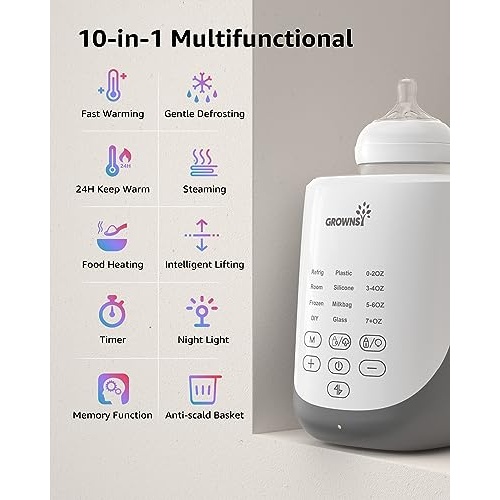 GROWNSY Baby Bottle Warmer, Always Accurate Innovative Auto-Lift Fast Bottle Warmer with Night Light for Breastmilk or Formula, Preserve Fullest Nutrient, with Keep Warm, Food Jar Heating - Image 6