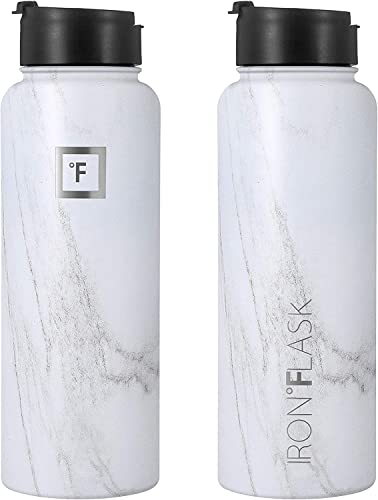 IRON °FLASK Sports Water Bottle - 40 Oz 3 Lids (Straw Lid), Leak Proof - Stainless Steel Gym & Sport Bottles for Men, Women & Kids - Double Walled, Insulated Thermos, Metal Canteen - Image 3