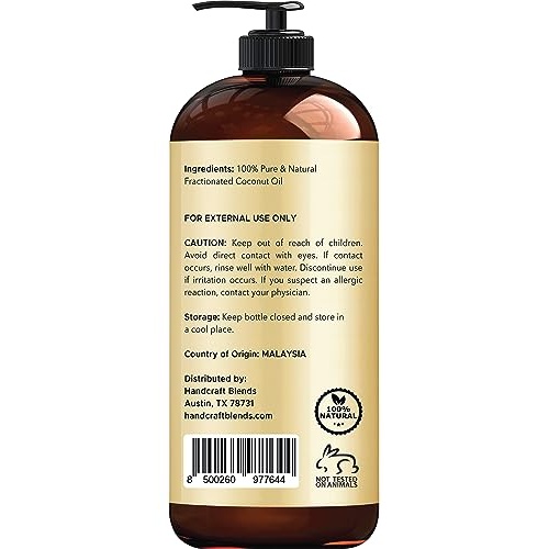 Handcraft Blends Fractionated Coconut Oil - 16 Fl Oz - 100% Pure and Natural - Premium Grade Oil for Skin and Hair - Carrier Oil - Hair and Body Oil - Massage Oil - Hair Tonic - Image 6