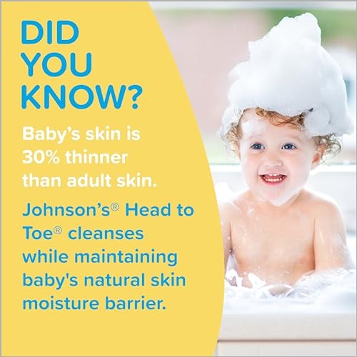 Johnson's Head-to-Toe Gentle Tear-Free Baby & Newborn Wash & Shampoo, Sulfate-, Paraben- Phthalate- & Dye-Free, Hypoallergenic Wash for Sensitive Skin & Hair, 27.1 fl. Oz - Image 8