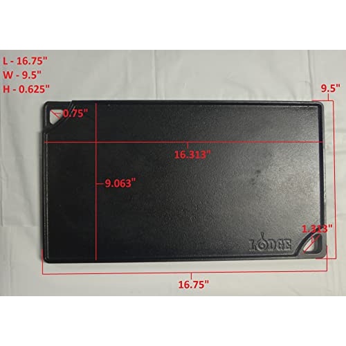 Lodge LDP3 Cast Iron Rectangular Reversible Grill/Griddle, 9.5-inch x 16.75-inch, Black - Image 3
