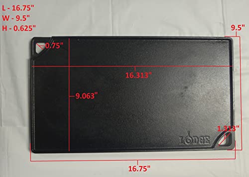Lodge LDP3 Cast Iron Rectangular Reversible Grill/Griddle, 9.5-inch x 16.75-inch, Black - Image 3
