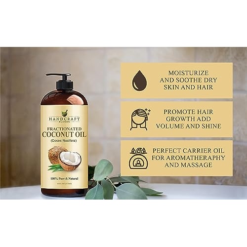Handcraft Blends Fractionated Coconut Oil - 16 Fl Oz - 100% Pure and Natural - Premium Grade Oil for Skin and Hair - Carrier Oil - Hair and Body Oil - Massage Oil - Hair Tonic - Image 3