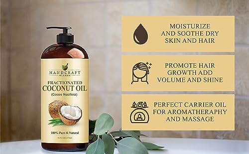 Handcraft Blends Fractionated Coconut Oil - 16 Fl Oz - 100% Pure and Natural - Premium Grade Oil for Skin and Hair - Carrier Oil - Hair and Body Oil - Massage Oil - Hair Tonic - Image 3