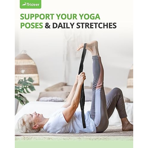 Trideer Stretching Strap Yoga Strap Physical Therapy for Home Workout, Exercise, Pilates and Gymnastics, 10 Loops Non-Elastic Stretch Bands with Aesthetic Packaging for Women & Men (Black) - Image 5