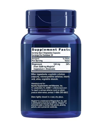 Life Extension Neuro-mag Magnesium L-threonate, Magnesium L-threonate, Brain Health, Memory & Attention, Gluten Free, Vegetarian, Non-GMO, 90 Vegetarian Capsules - Image 10