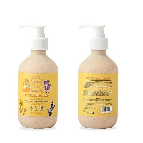 Nü Boutìq Organic Vegan Baby Lotion, Moisturizing and calming kids body lotion with Calendula & Lavender, newborns All Skin Types, New Biodegradable bottle(300g), 10.60 Fl Oz (Pack of 1) - Image 1