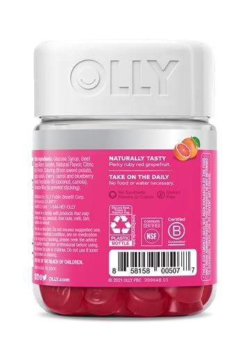 OLLY Undeniable Beauty Gummy, For Hair, Skin, Nails, Biotin, Vitamin C, Keratin, Chewable Supplement, Grapefruit, 30 Day Supply - 60 Count - Image 3