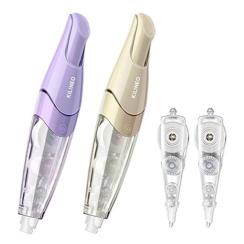 KILINEO Refillable Retractable White Out Correction Tape, Pen Shaped Whiteout Set, White Out Tape, Japanese Aesthetic Cute White Out for Office Supplies, 4 PCS (ZH-87) - Image 1