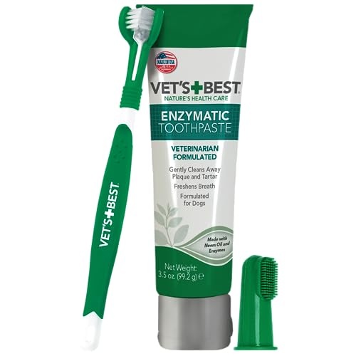 Vet's Best Dog Toothbrush & Toothpaste Kit - Natural Ingredients Reduce Plaque, Whiten Teeth, Freshen Breath - Image 1