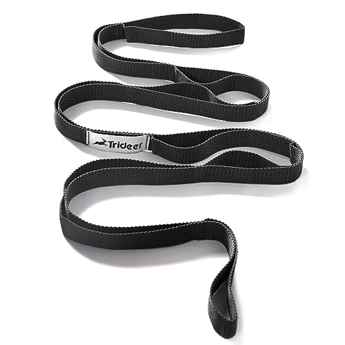 Trideer Stretching Strap Yoga Strap Physical Therapy for Home Workout, Exercise, Pilates and Gymnastics, 10 Loops Non-Elastic Stretch Bands with Aesthetic Packaging for Women & Men (Black) - Image 1