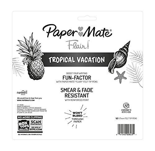 Paper Mate Flair Felt Tip Pens, Medium Point, Special Edition Tropical Vacation, Pack of 12 - Image 2