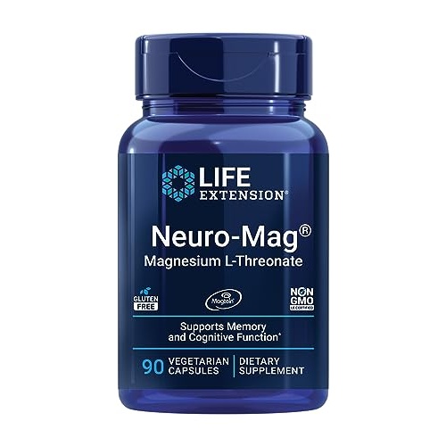 Life Extension Neuro-mag Magnesium L-threonate, Magnesium L-threonate, Brain Health, Memory & Attention, Gluten Free, Vegetarian, Non-GMO, 90 Vegetarian Capsules - Image 1
