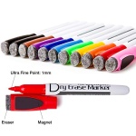 Volcanics Magnetic Dry Wipe Pens Dry Erase Markers With Eraser Cap Low Odor Fine Tip Whiteboard Pens Pack of 12,10 Colors - Image 4