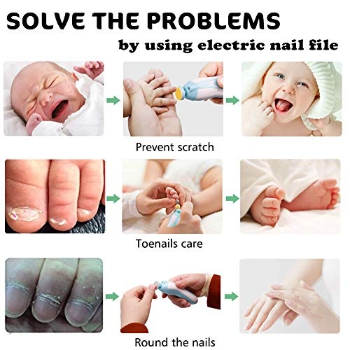 Baby Nail Trimmer Electric Nail File Baby Nail Clippers, Safe Nail Filer Grinder Kit for Newborn Infant Toddler Kids or Adults Toes Fingernails Care Trim Polish, with Led Light and 10 Grinding Heads - Image 2