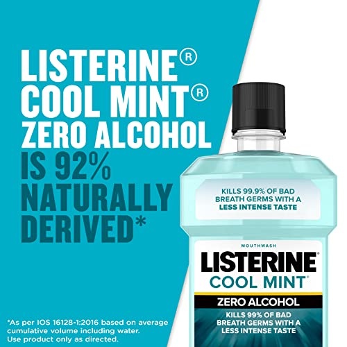 Listerine Zero Alcohol Mouthwash, Alcohol-Free Oral Rinse to Kill 99% of Germs That Cause Bad Breath for Fresh Breath & Clean Mouth, Less Intense Taste, Cool Mint Flavor, 1 L - Image 12