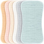 Konssy Muslin Baby Burp Cloths Sets for Unisex- 6 Pack Large 100% Cotton Burping Clothes for Newborn,Baby Girls and Boys