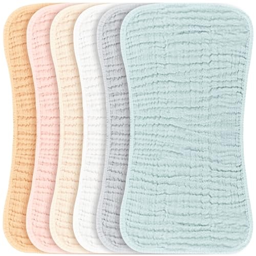 Konssy Muslin Baby Burp Cloths Sets for Unisex- 6 Pack Large 100% Cotton Burping Clothes for Newborn，Baby Girls and Boys - Image 1