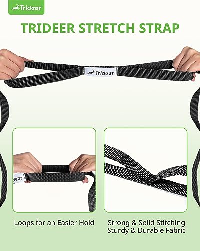 Trideer Stretching Strap Yoga Strap Physical Therapy for Home Workout, Exercise, Pilates and Gymnastics, 10 Loops Non-Elastic Stretch Bands with Aesthetic Packaging for Women & Men (Black) - Image 2