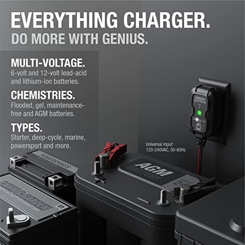NOCO GENIUS1, 1A Smart Car Battery Charger, 6V and 12V Automotive Charger, Battery Maintainer, Trickle Charger, Float Charger and Desulfator for Motorcycle, ATV, Lithium and Deep Cycle Batteries - Image 4
