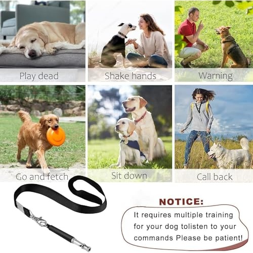 Dog Whistle, 2 Pack Adjustable Ultrasonic Dog Whistle to Stop Barking for Dogs, Recall Training, Professional Ultrasonic Silent Dog Whistle Training Control Tool for Dogs, with Black Strap Lanyard - Image 6