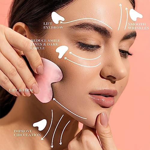 BAIMEI Gua Sha Facial Tool for Self Care, Massage Tool for Face and Body Treatment, Relieve Tensions and Reduce Puffiness, Skin Care Tools for Men Women - Rose Quartz - Image 8