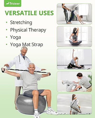 Trideer Stretching Strap Yoga Strap Physical Therapy for Home Workout, Exercise, Pilates and Gymnastics, 10 Loops Non-Elastic Stretch Bands with Aesthetic Packaging for Women & Men (Black) - Image 7