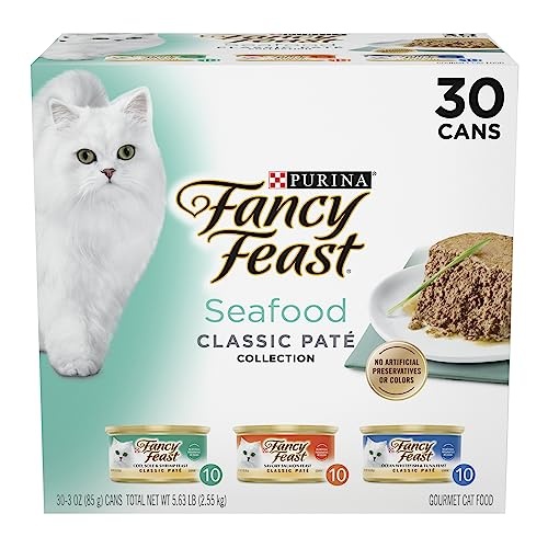 Purina Fancy Feast Seafood Classic Pate Collection Grain Free Wet Cat Food Variety Pack - (Pack of 30) 3 oz. Cans - Image 1