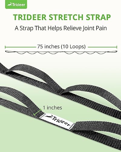 Trideer Stretching Strap Yoga Strap Physical Therapy for Home Workout, Exercise, Pilates and Gymnastics, 10 Loops Non-Elastic Stretch Bands with Aesthetic Packaging for Women & Men (Black) - Image 3