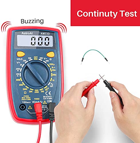 AstroAI Multimeter Tester 2000 Counts Digital Multimeter with DC AC Voltmeter and Ohm Volt Amp Meter ; Measures Voltage, Current, Resistance; Tests Live Wire, Continuity - Image 7
