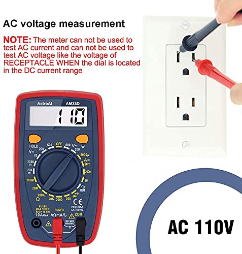 AstroAI Multimeter Tester 2000 Counts Digital Multimeter with DC AC Voltmeter and Ohm Volt Amp Meter ; Measures Voltage, Current, Resistance; Tests Live Wire, Continuity - Image 9