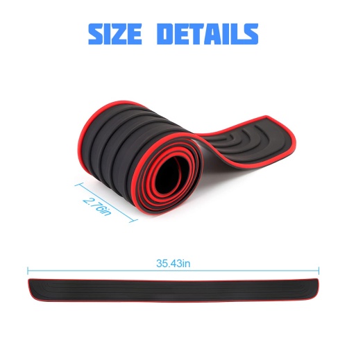 Car Rear Bumper Protector Guard, Anti-Scratch Abrasion Rubber Trunk Door Entry Sill Guard, Non-Slip Vehicle Trim Cover Protection Strip, Car Accessories for Most Cars and SUV (Black/Red/35.4" x2.7) - Image 8