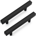 Qibaok 30 Pack Square Cabinet Handles Matte Black Cabinet Pulls 3-3/4" Hole Centers Drawer Pulls Stainless Steel Kitchen Handles for Cabinets, 6”Length Cabinet Hardware for Bathroom Farmhouse