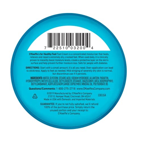 O'Keeffe's for Healthy Feet Foot Cream, Guaranteed Relief for Extremely Dry, Cracked Feet, Instantly Boosts Moisture Levels, 3.2 Ounce Jar, (Pack of 1) - Image 4