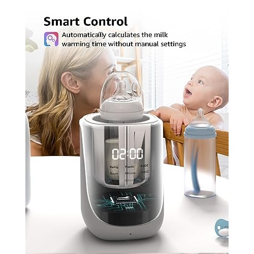 GROWNSY Baby Bottle Warmer, Always Accurate Innovative Auto-Lift Fast Bottle Warmer with Night Light for Breastmilk or Formula, Preserve Fullest Nutrient, with Keep Warm, Food Jar Heating - Image 3
