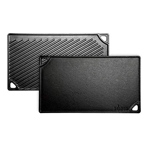 Lodge LDP3 Cast Iron Rectangular Reversible Grill/Griddle, 9.5-inch x 16.75-inch, Black - Image 1