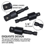 CIGOTU Right Angle Drill Adaptor,4-in-1 Impact Drill Bit Extension,360° Rotatable 1/4 3/8 1/2" Impact Grade Socket Adapter Set,105 Degree Angle Screwdriver Drill Bit for Household Workplace Industry - Image 5