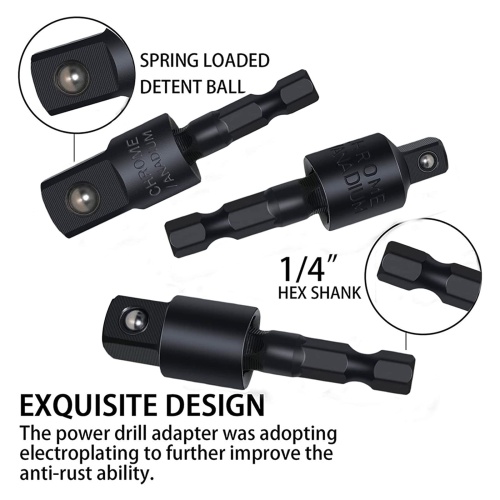 CIGOTU Right Angle Drill Adaptor,4-in-1 Impact Drill Bit Extension,360° Rotatable 1/4 3/8 1/2" Impact Grade Socket Adapter Set,105 Degree Angle Screwdriver Drill Bit for Household Workplace Industry - Image 5