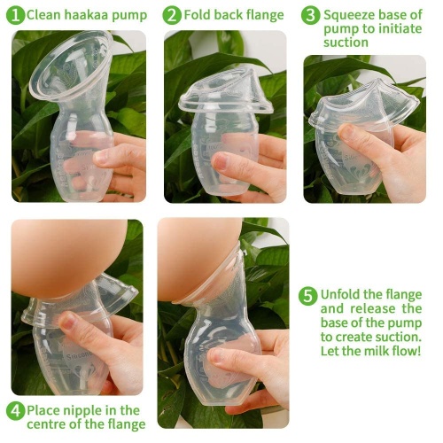 haakaa Manual Breast Pump for Breastfeeding, Silicone, Clear 4oz/100ml - Image 6