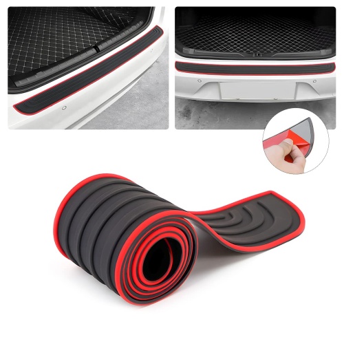 Car Rear Bumper Protector Guard, Anti-Scratch Abrasion Rubber Trunk Door Entry Sill Guard, Non-Slip Vehicle Trim Cover Protection Strip, Car Accessories for Most Cars and SUV (Black/Red/35.4" x2.7) - Image 1